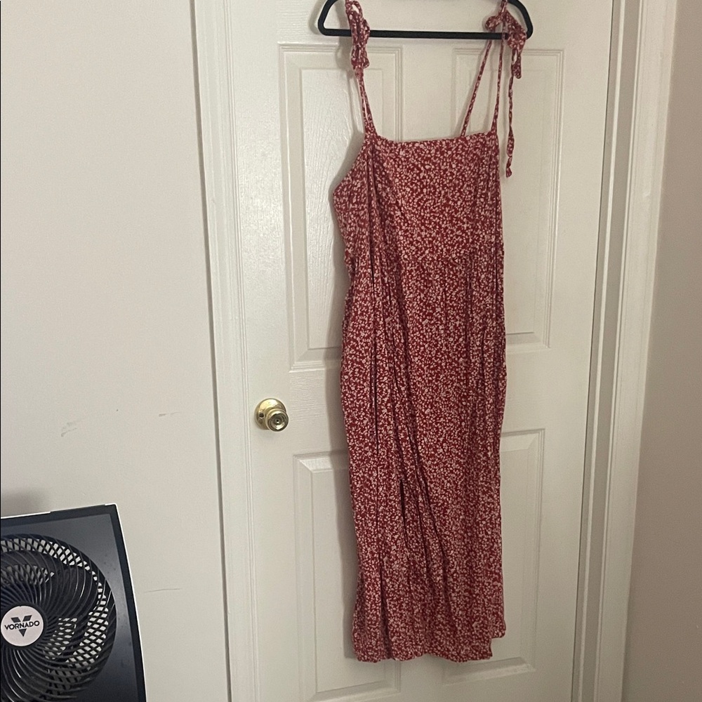 Old Navy Red Floral Maxi Dress with Tie Straps